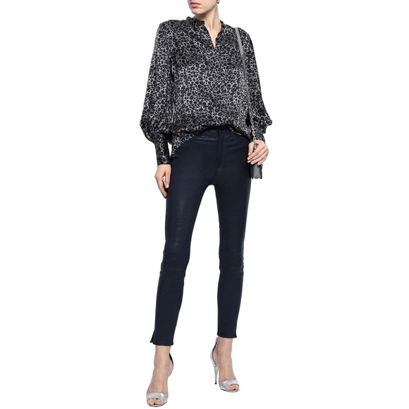 EQUIPMENT Animal Leopard Print Silk Boleyn Bouse S​ - Picture 2 of 16